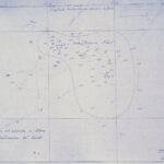 Den batymetriska kartan över Princess Alice-banken ritad med blått bläck i juli 1896, med lodningar i meter och streckad kontur, signerad av kapten Carr